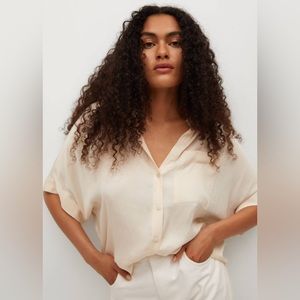 MANGO Oversized Satin Shirt